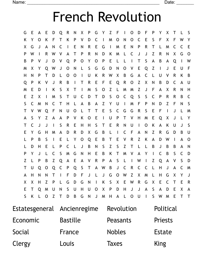 French Revolution Word Search