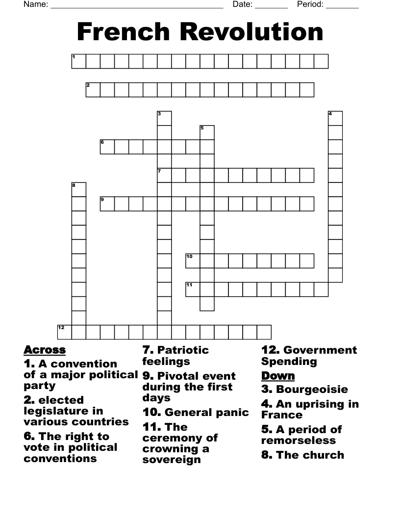 French Revolution Crossword