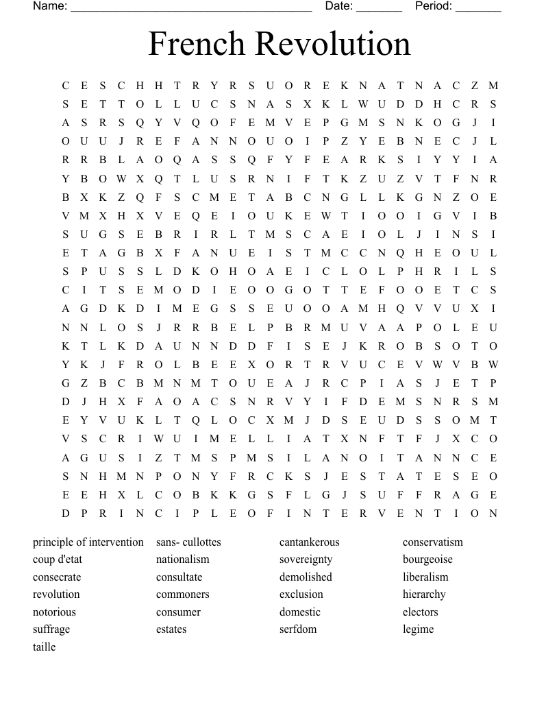 French Revolution Word Search