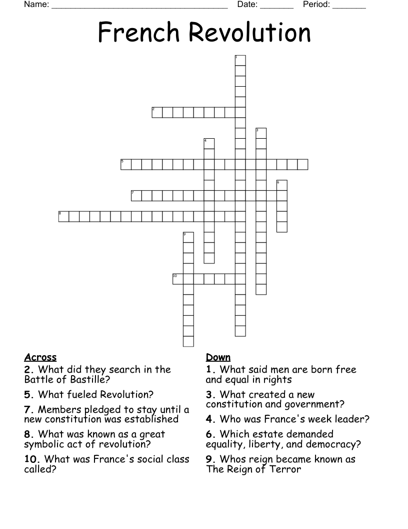 French Revolution Crossword