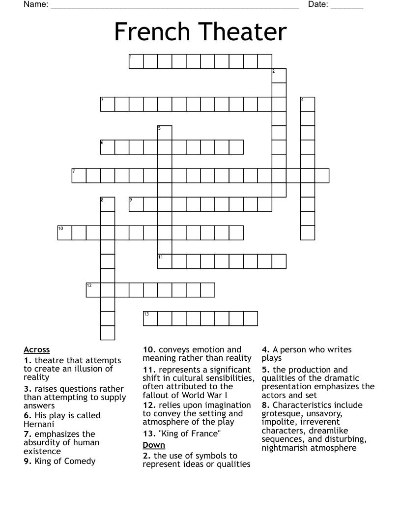 French Theater Crossword