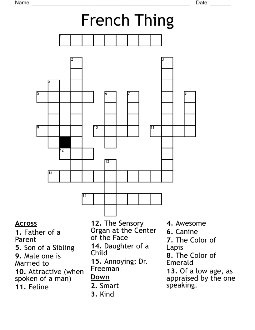 French Thing Crossword