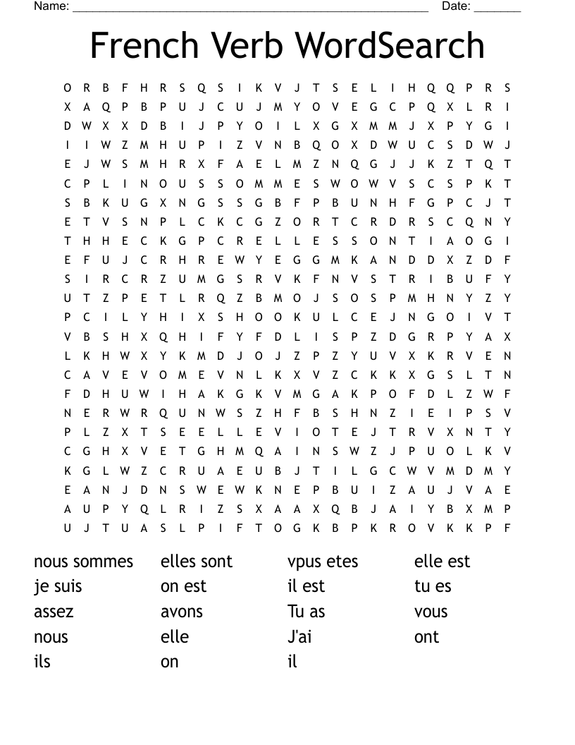 French Verb WordSearch