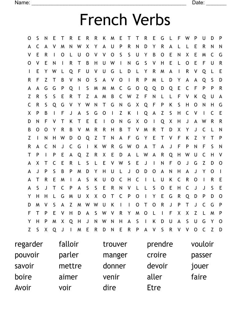French Verbs Word Search