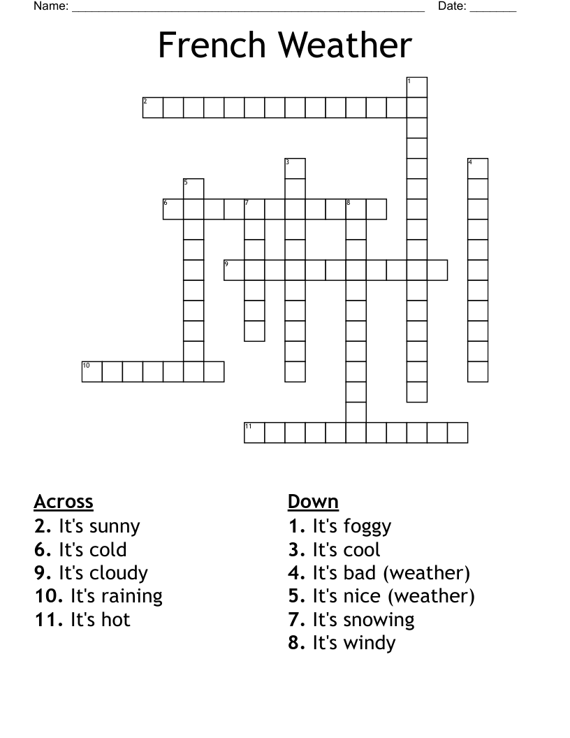 French Weather Crossword