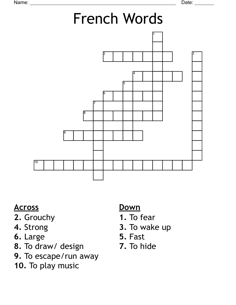 French Words Crossword
