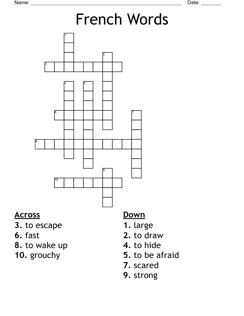 French Words Crossword