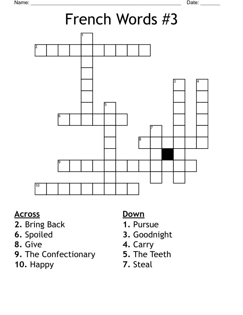 French Words #3 Crossword