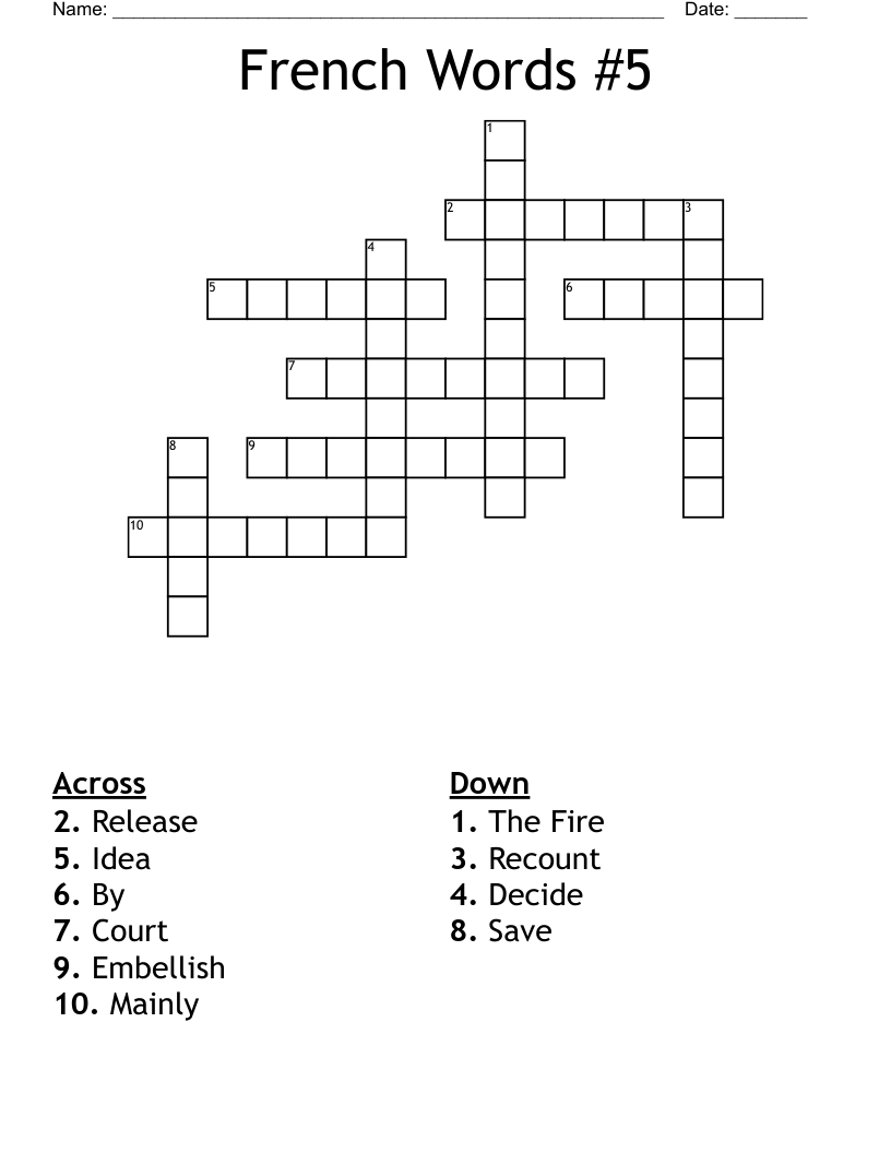 French Words #5 Crossword