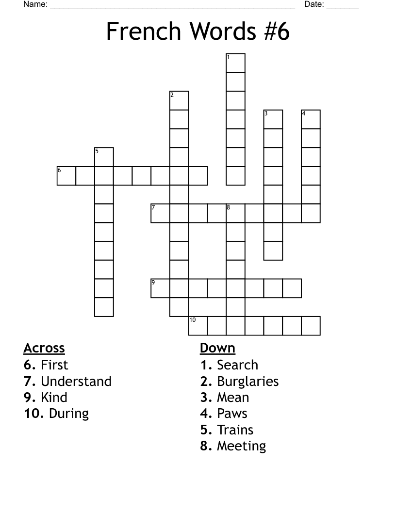 French Words #6 Crossword
