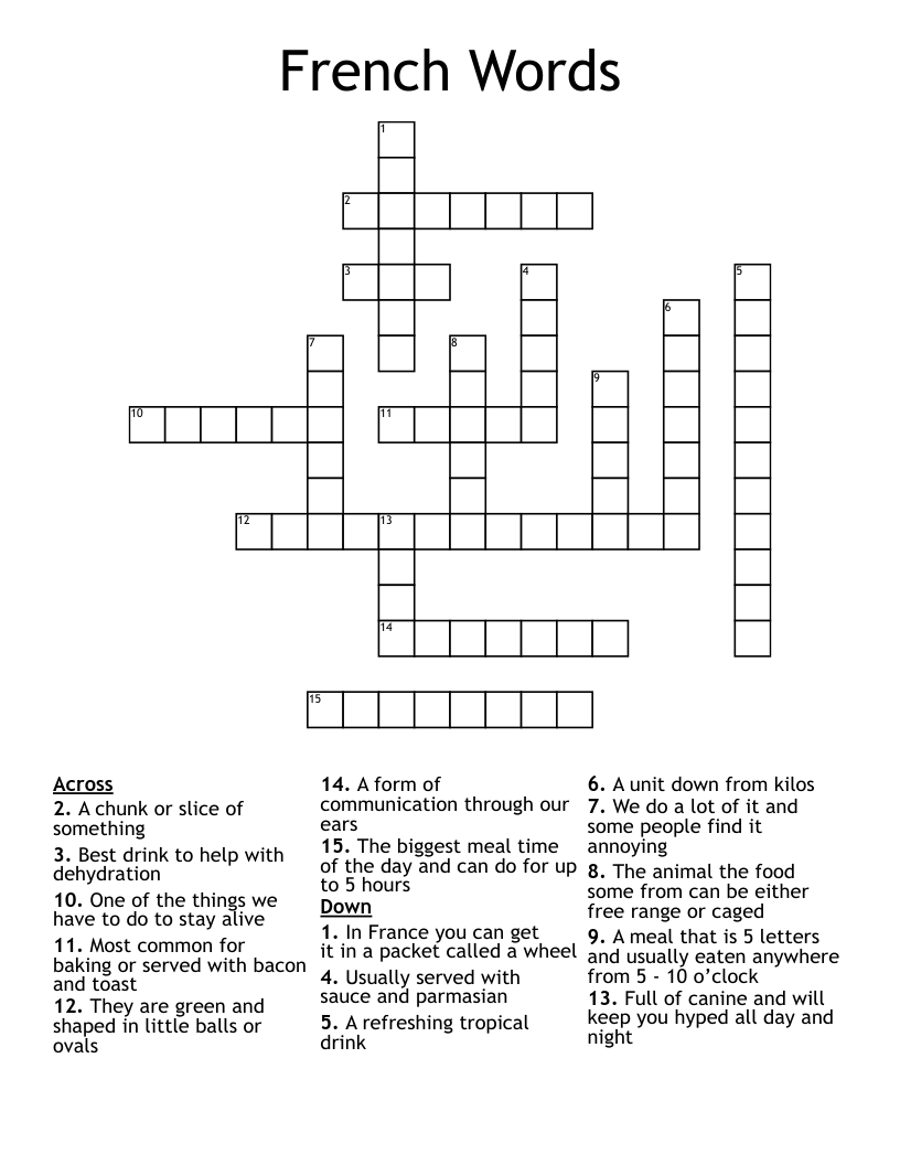 French Words Crossword