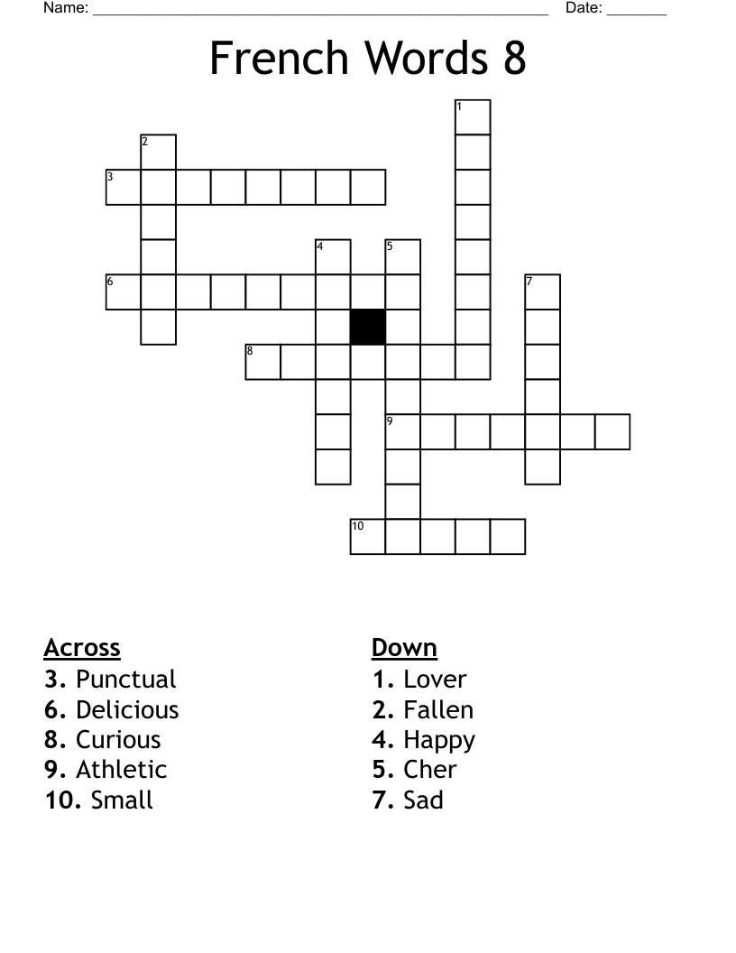 French Words 8 Crossword