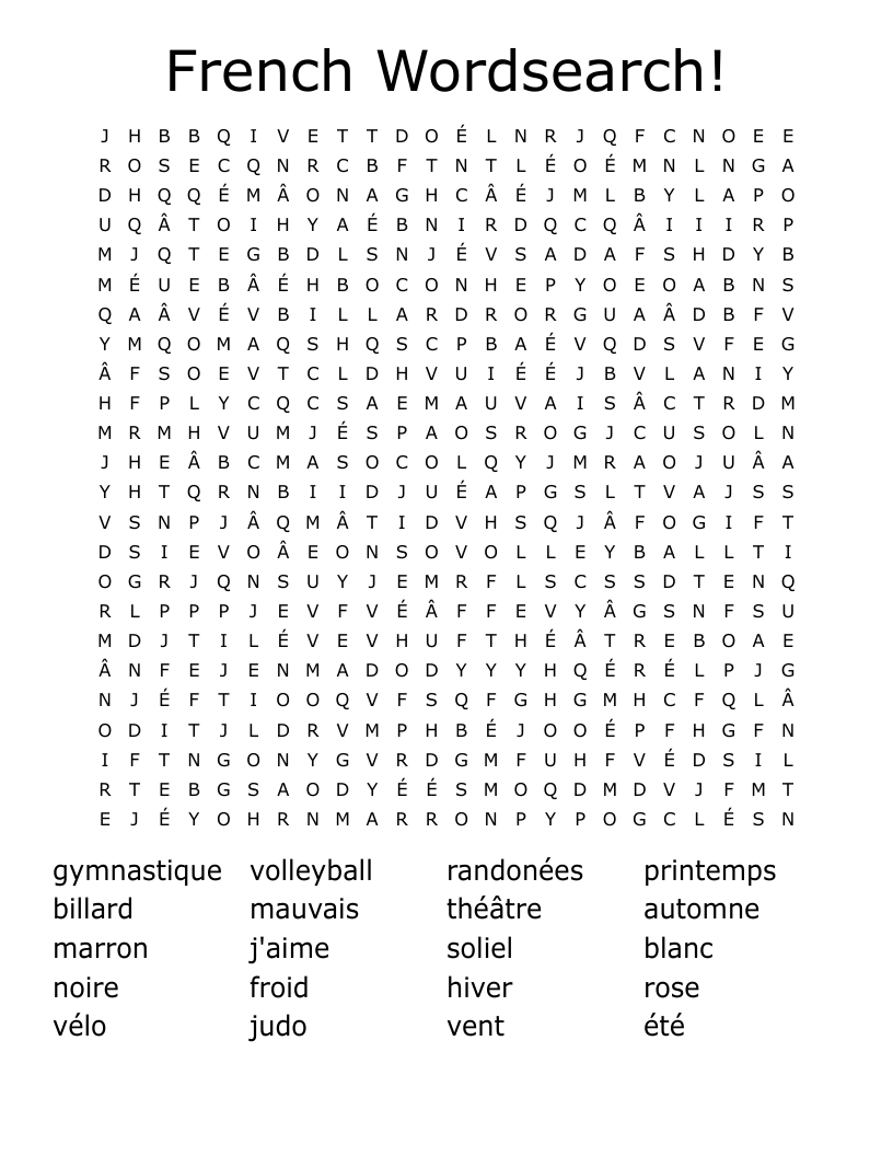French Wordsearch!