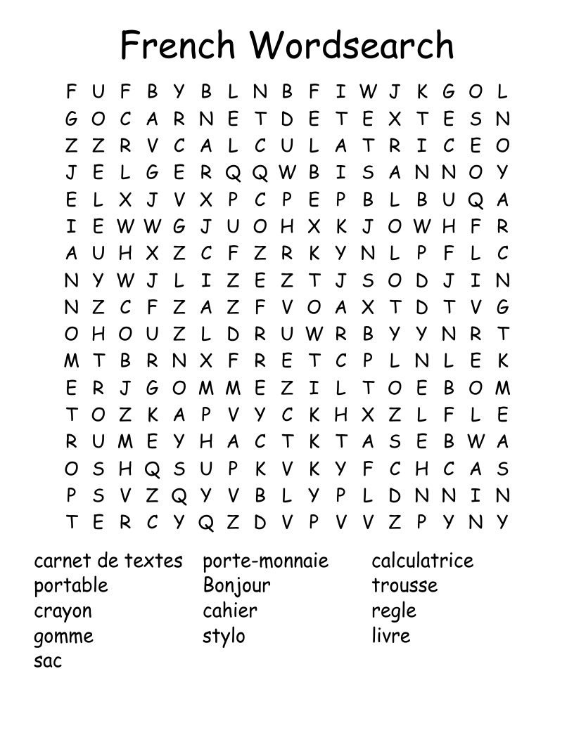 French Wordsearch