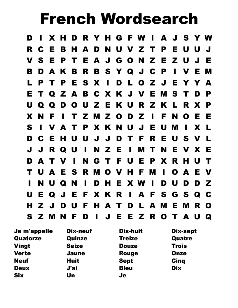 French Wordsearch
