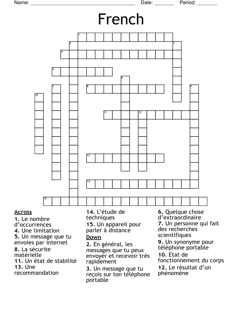 French  Crossword