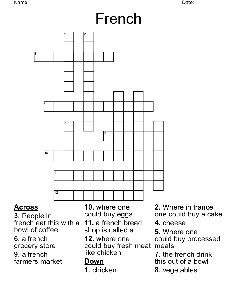 French  Crossword