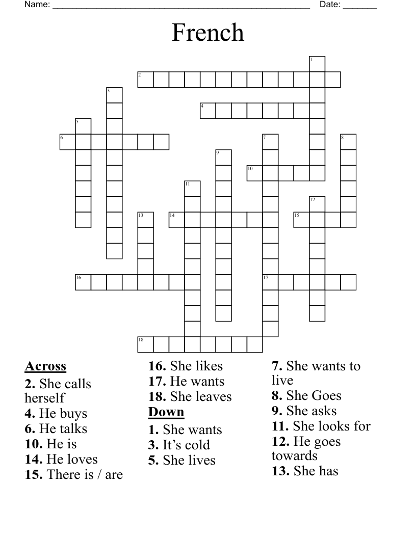 French  Crossword