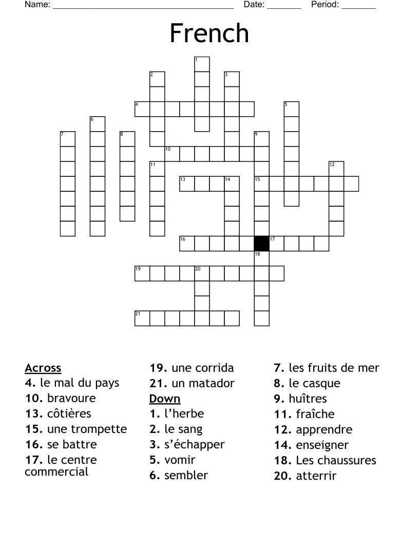 French  Crossword