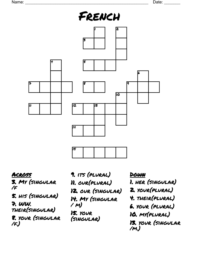 French  Crossword