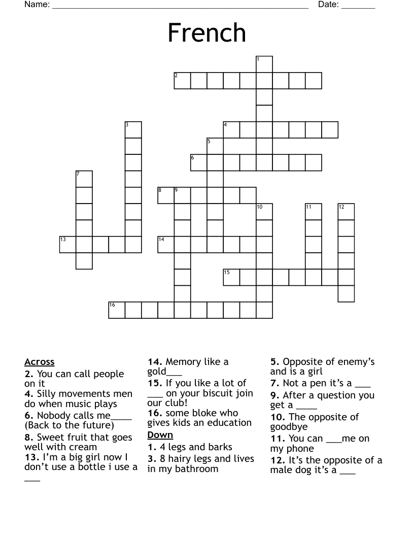 French  Crossword