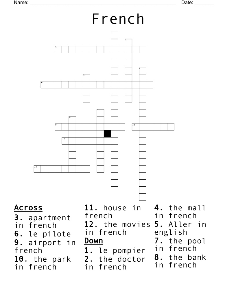 French  Crossword