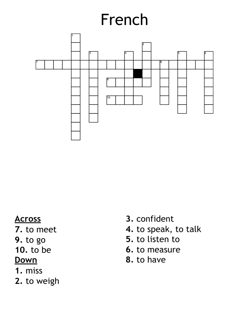 French  Crossword