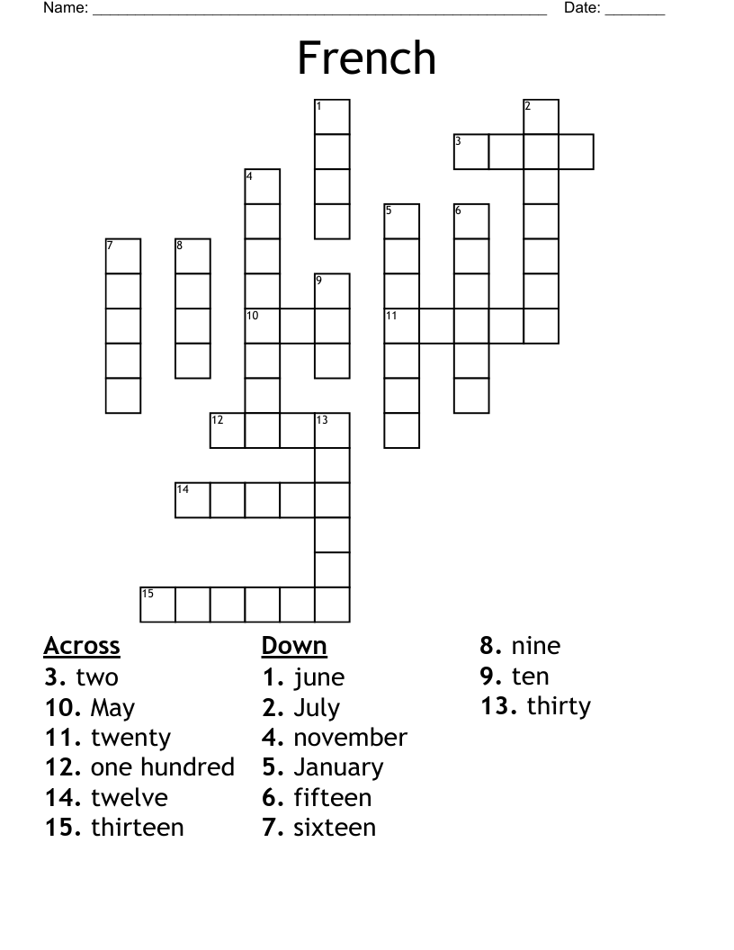 French  Crossword