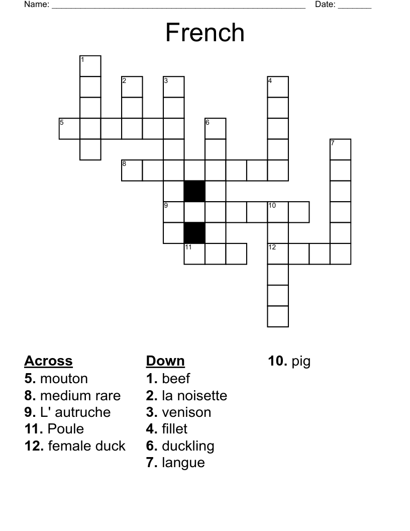 French  Crossword