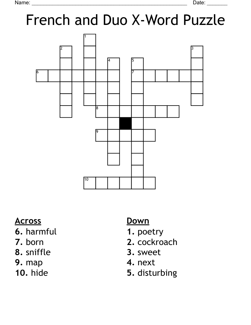 French and Duo X-Word Puzzle Crossword