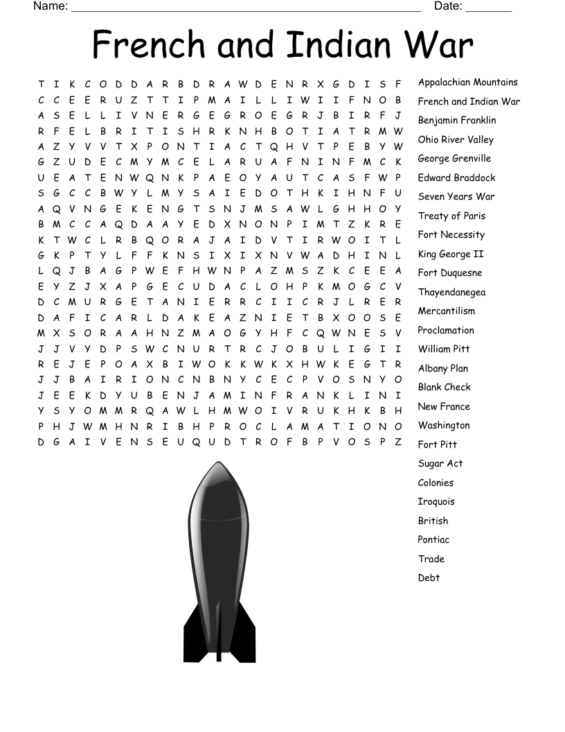 French and Indian War Word Search