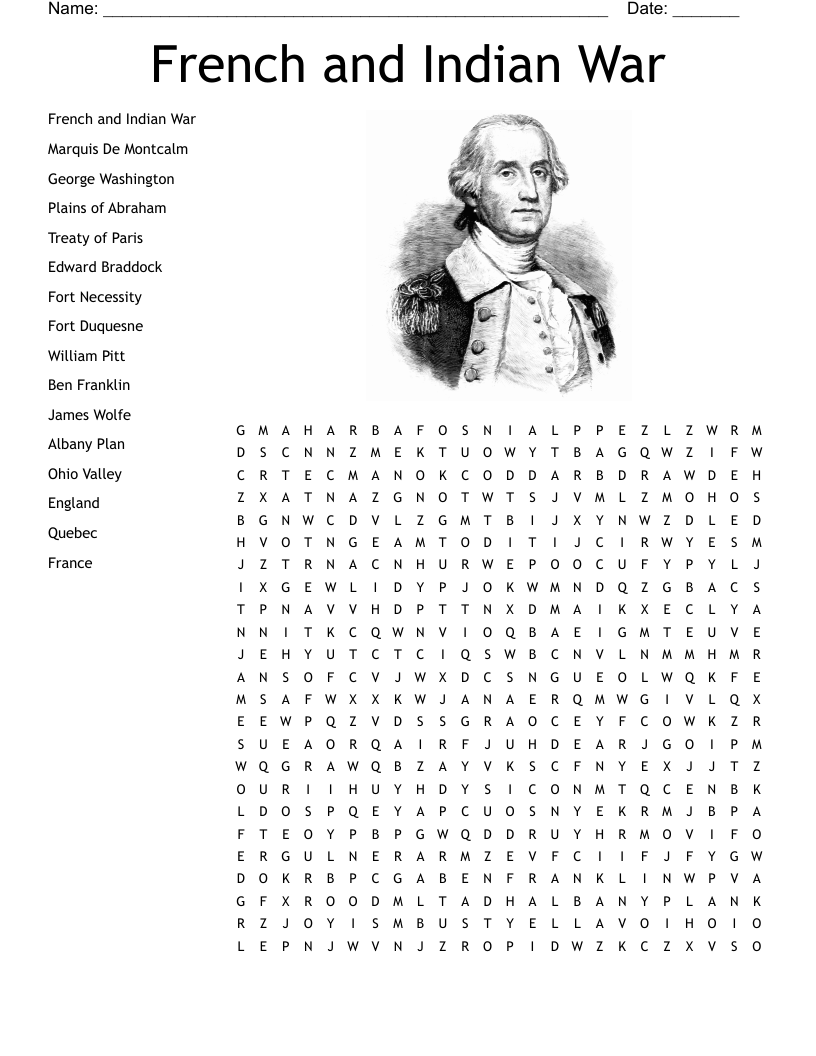 French and Indian War Word Search