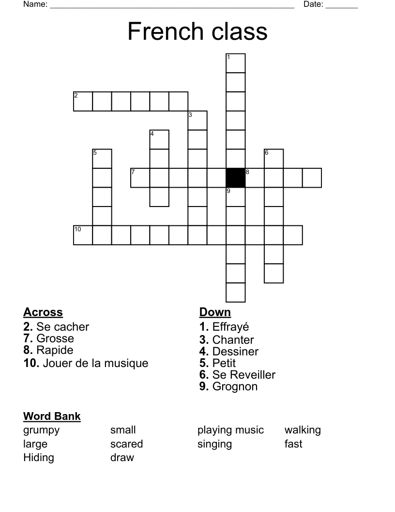 French class Crossword