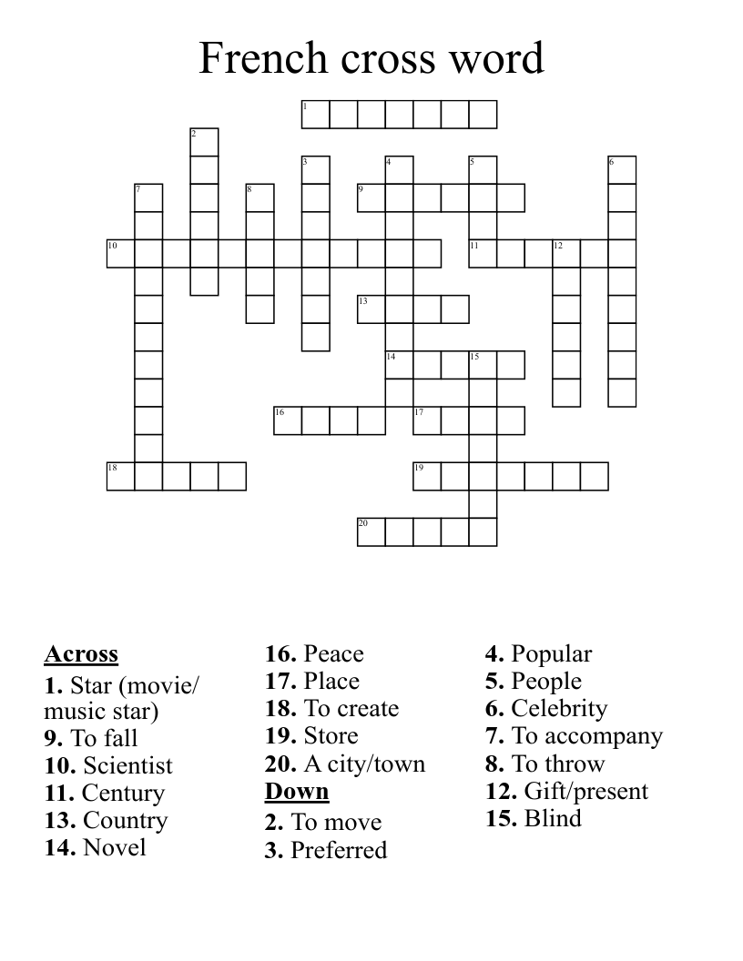 French cross word