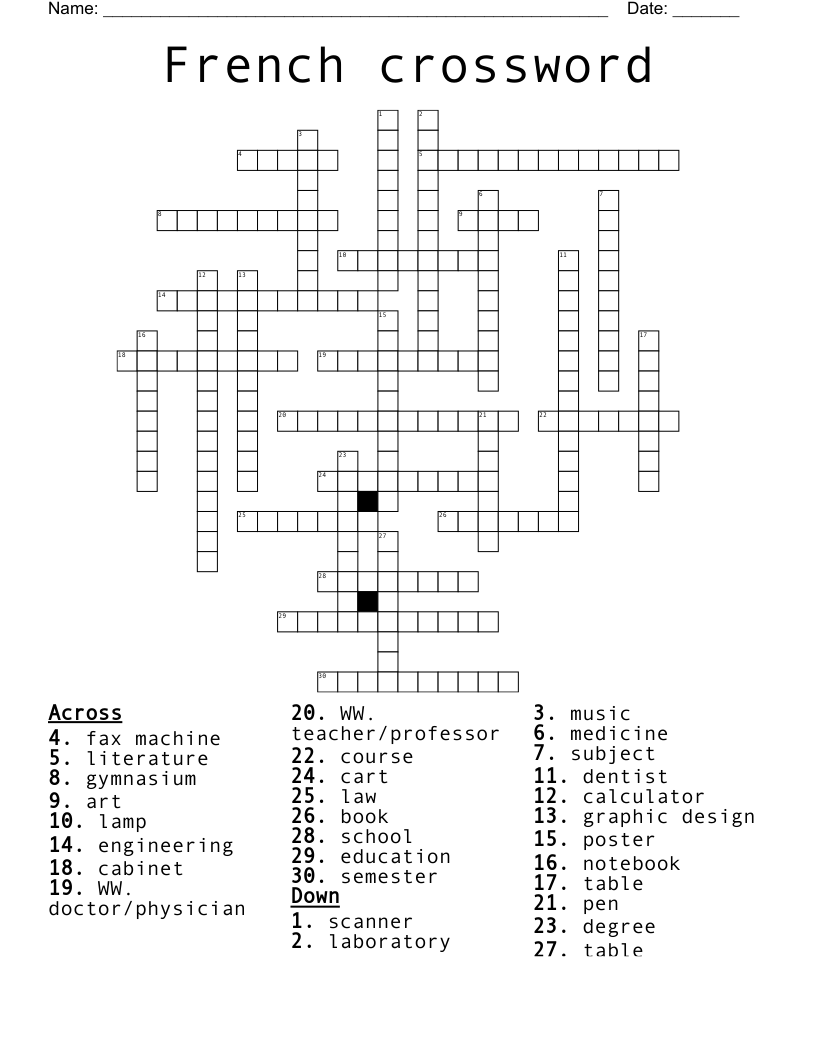 French crossword