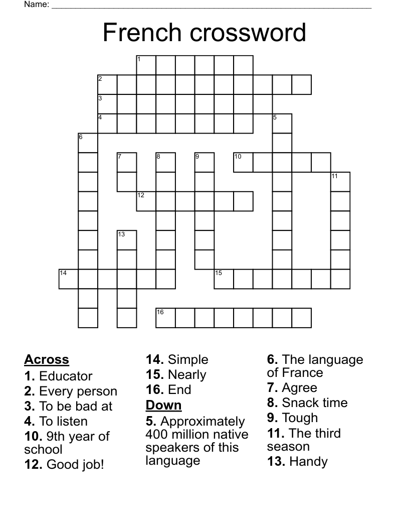 French crossword 