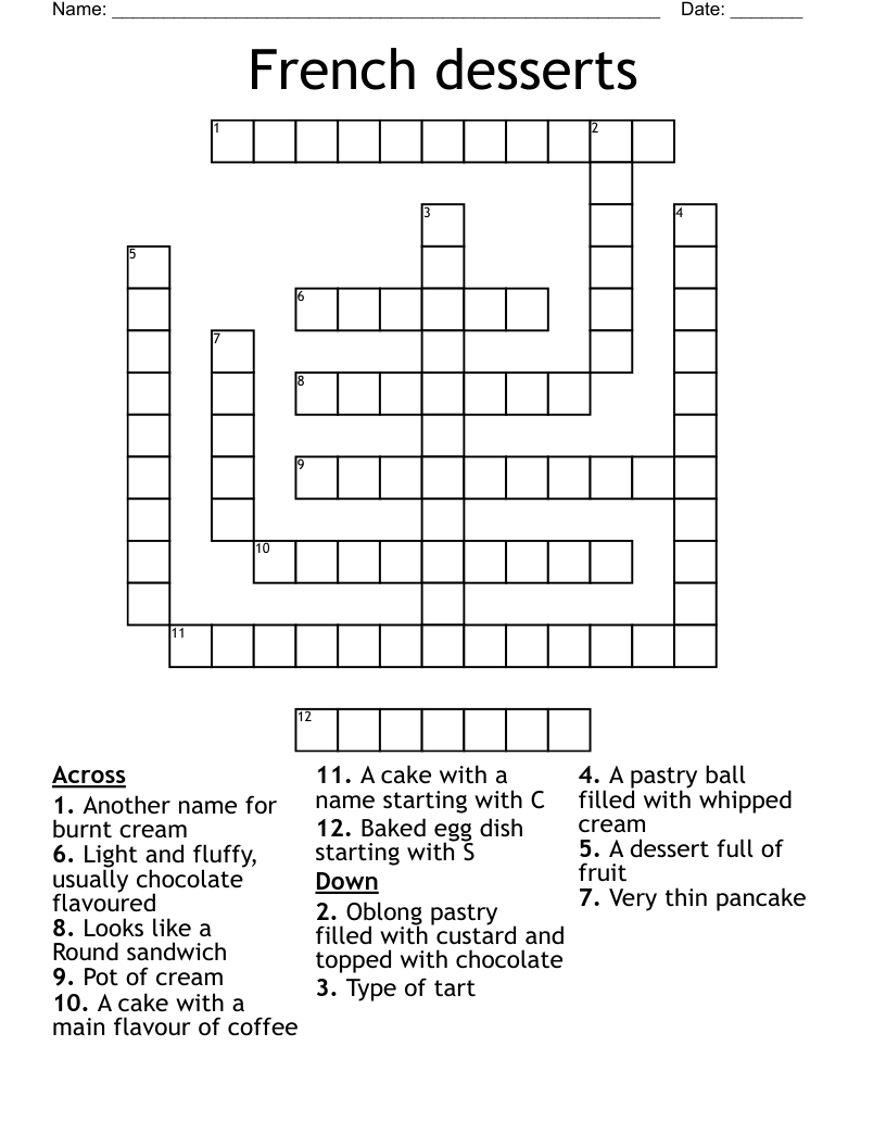 French desserts Crossword