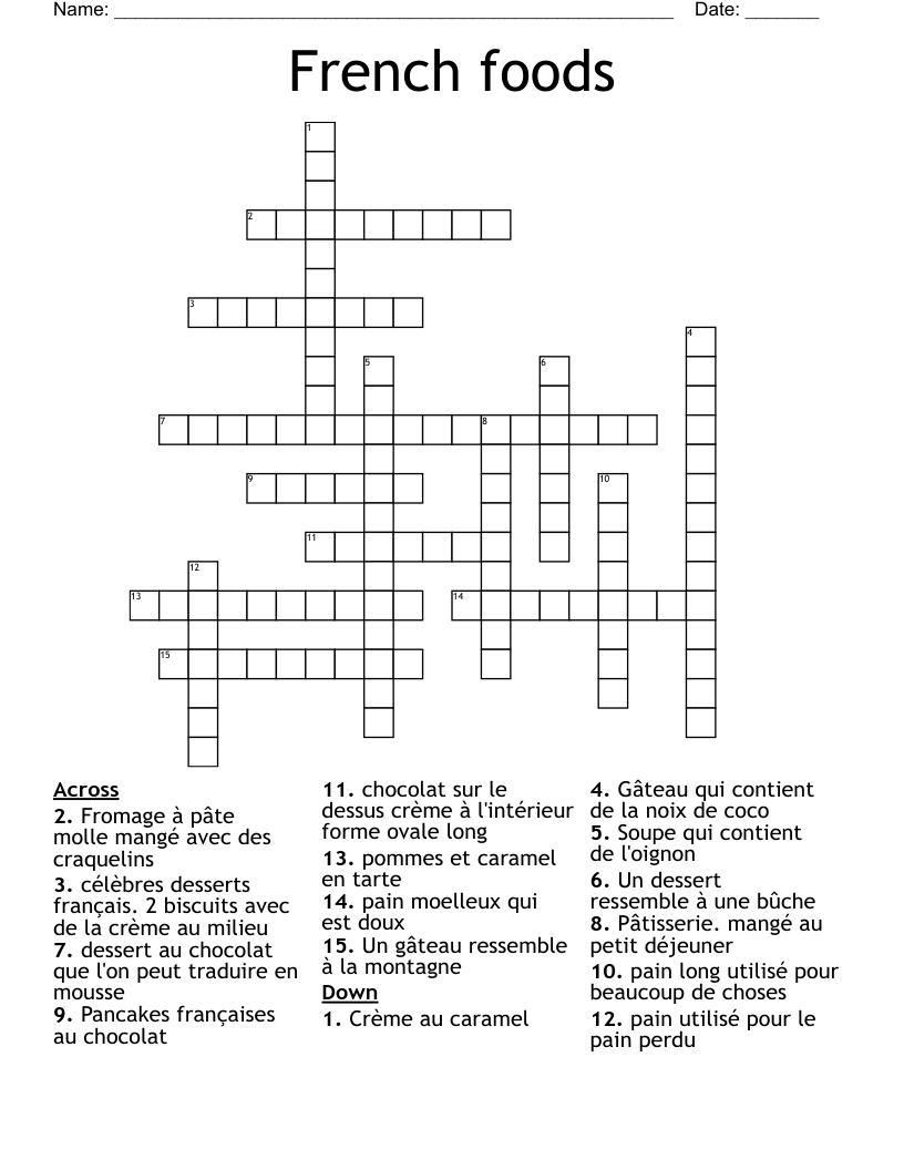 French foods Crossword