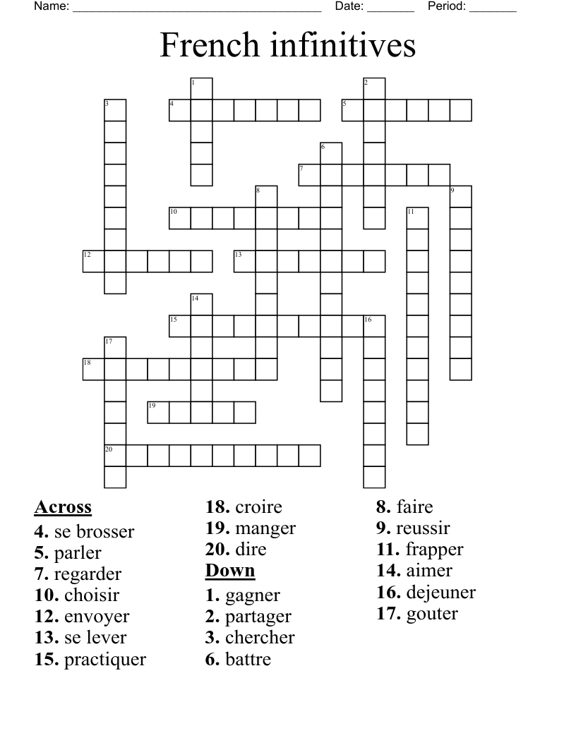 French infinitives Crossword