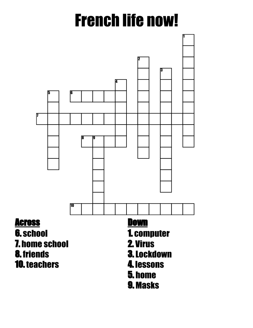 French life now! Crossword
