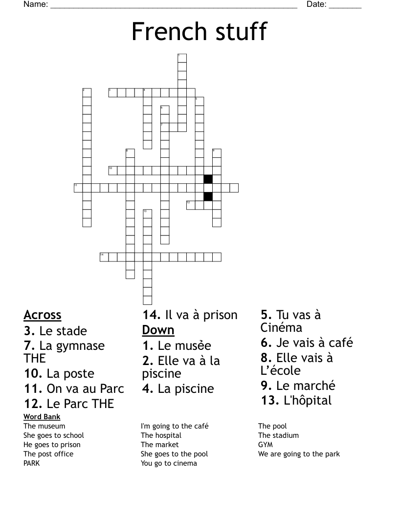 French stuff Crossword