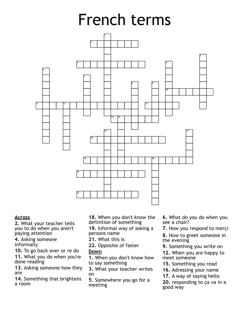 French terms Crossword