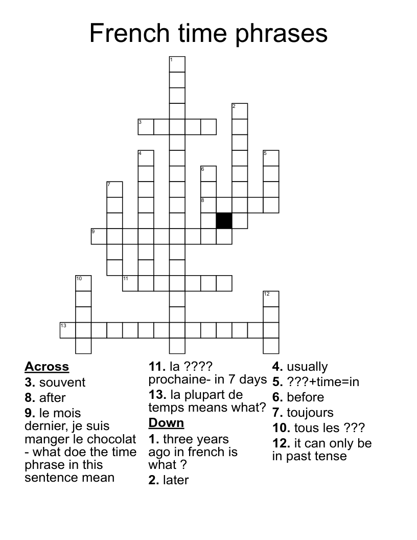 French time phrases Crossword