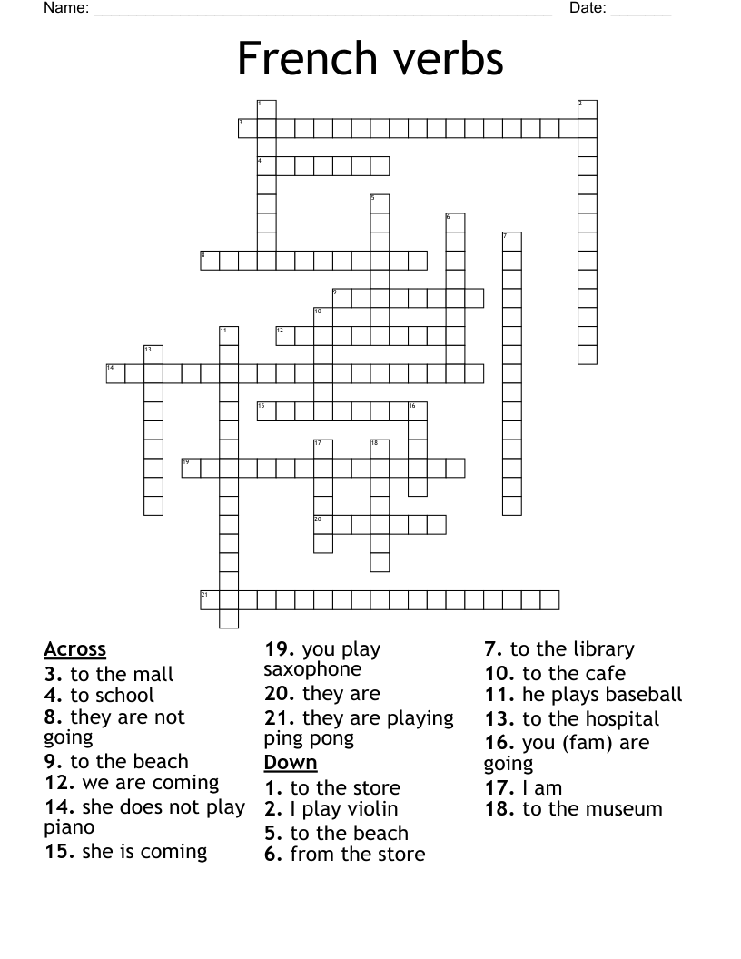 French verbs Crossword