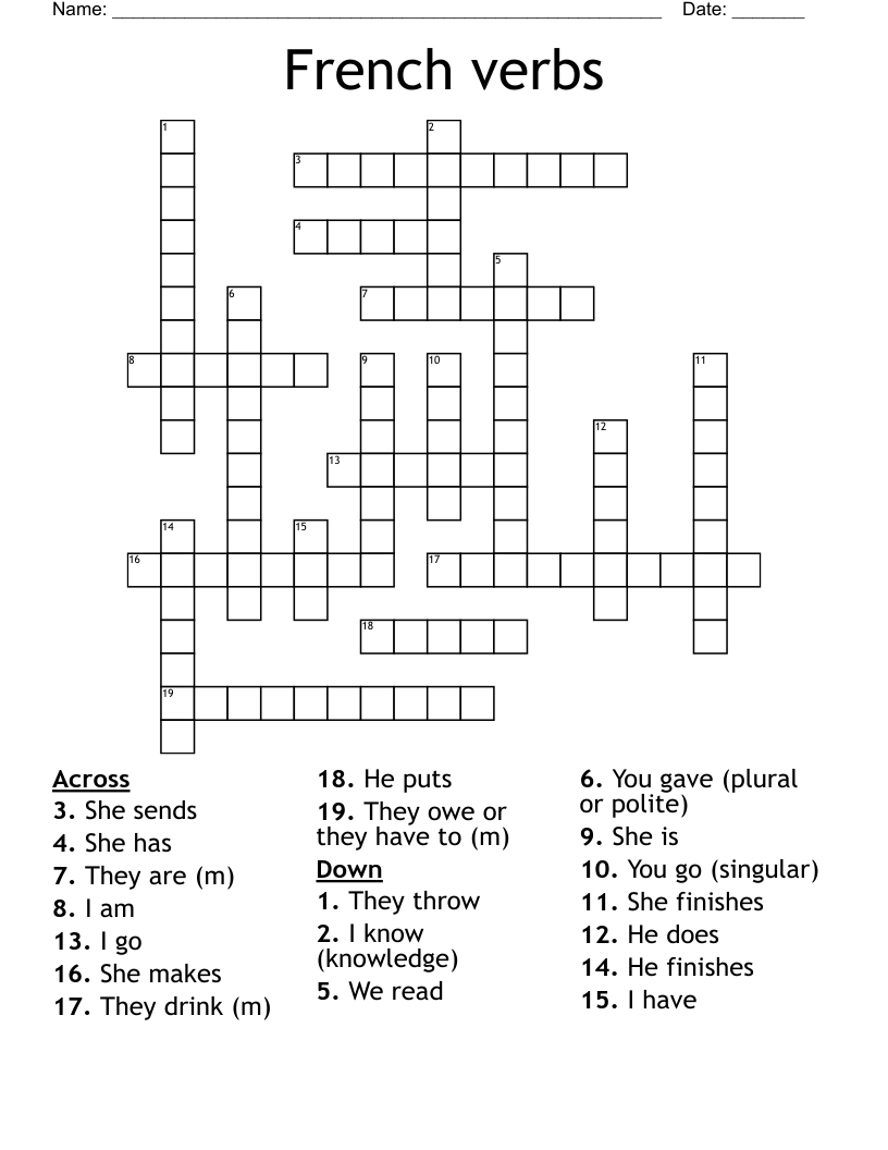 French verbs  Crossword