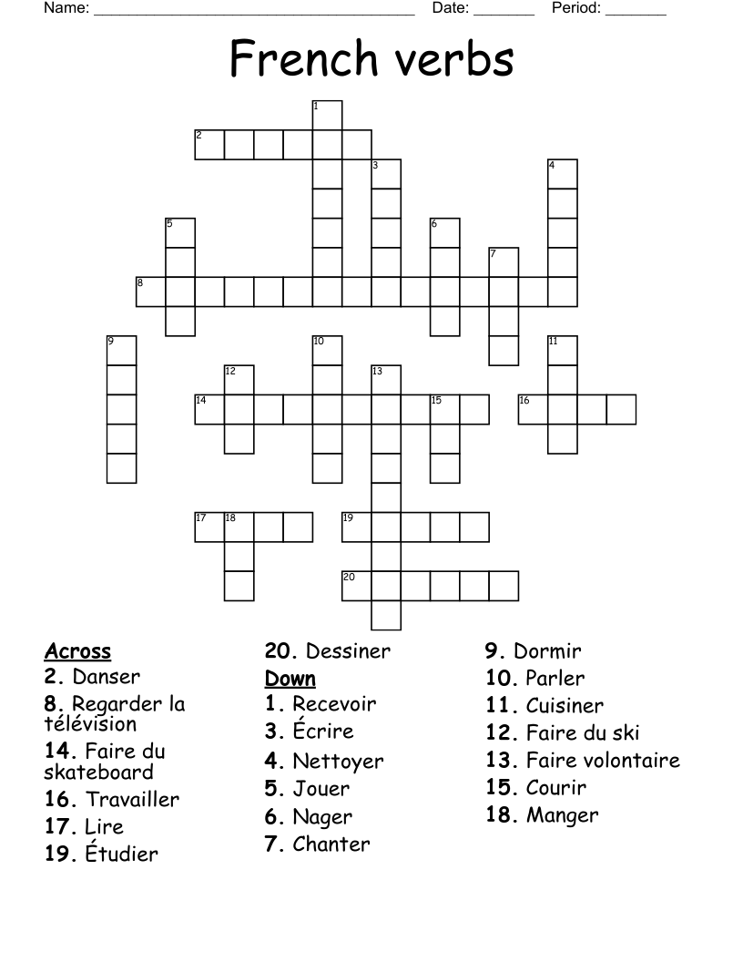 French verbs  Crossword