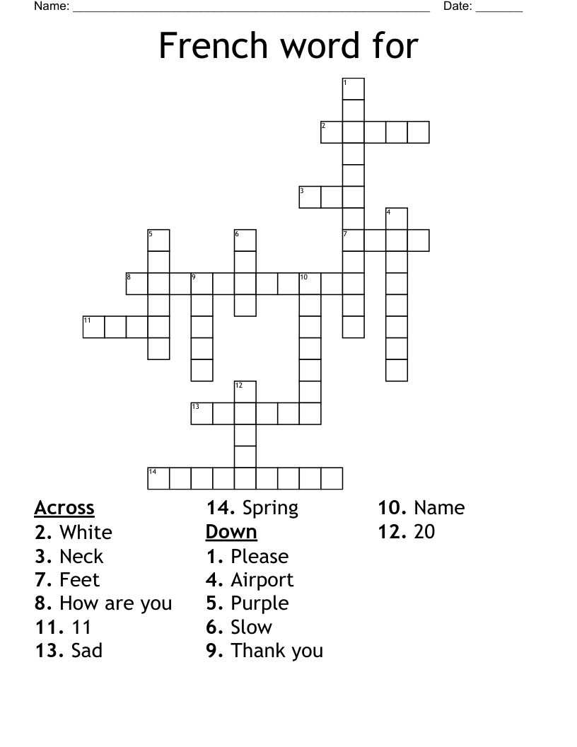 French word for Crossword