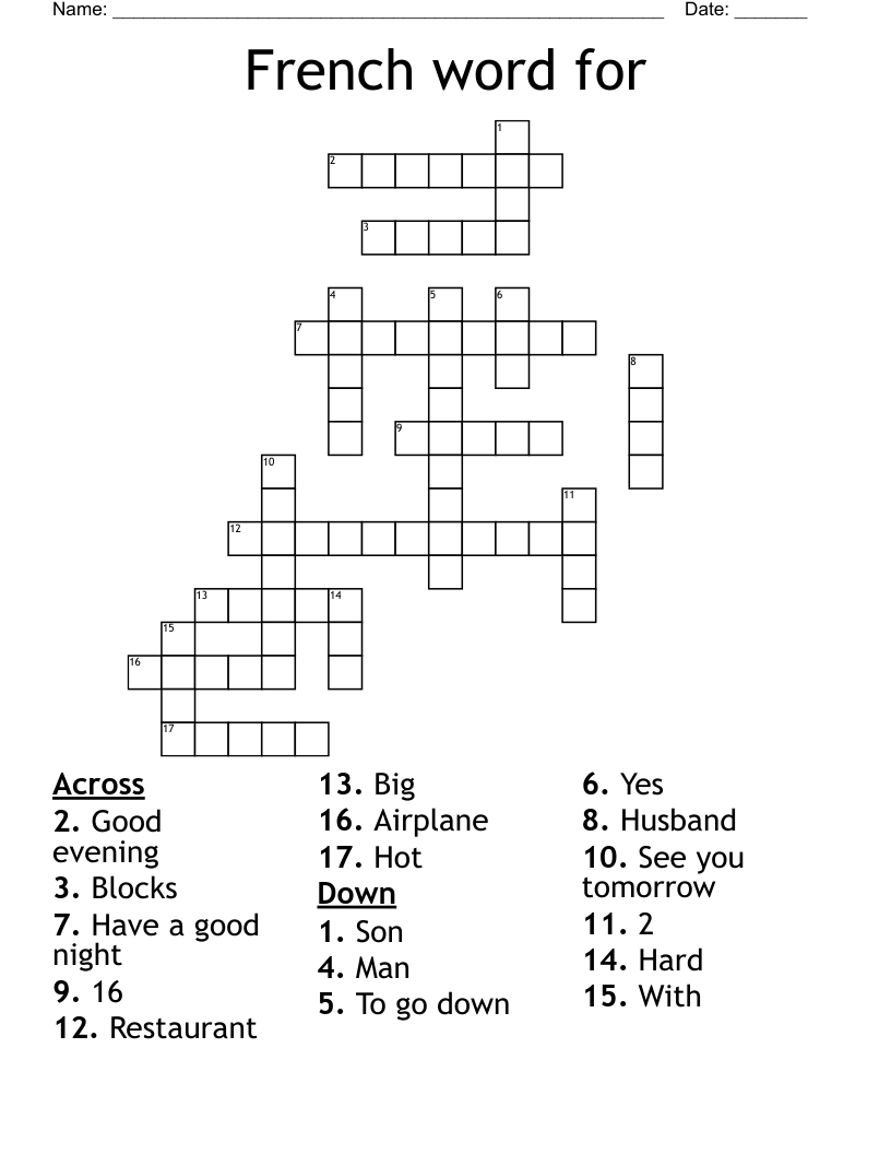 French word for Crossword