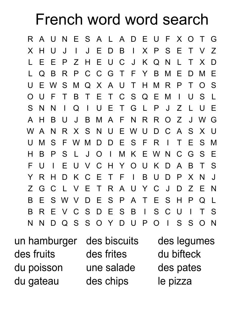 French word word search
