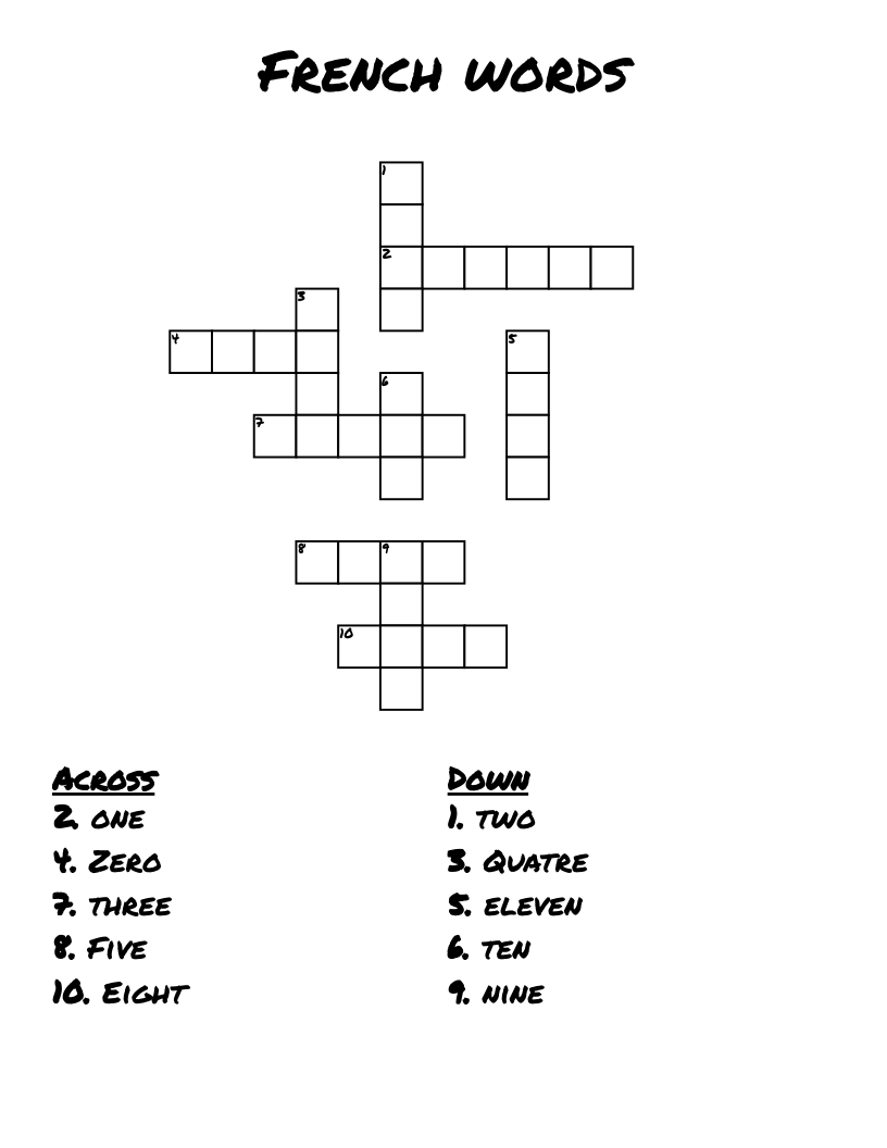 French words Crossword